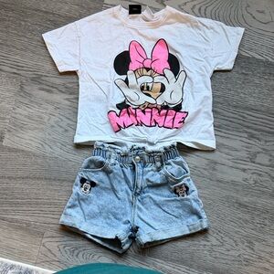 Zara Disney Minnie Mouse Tee & Shorts